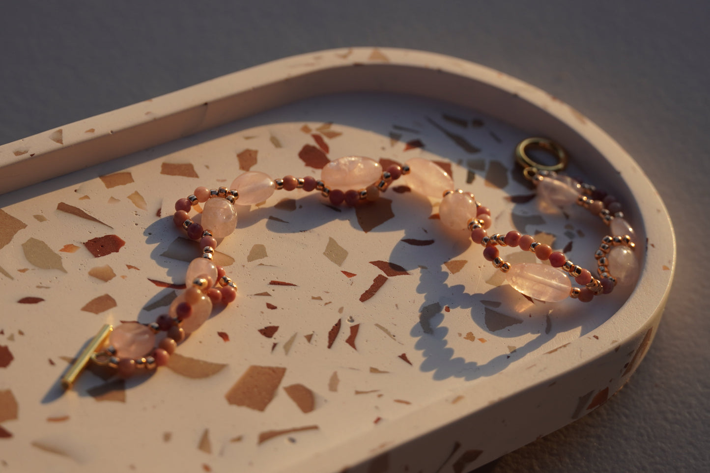 Rose Quartz and Rhodonite Bracelet