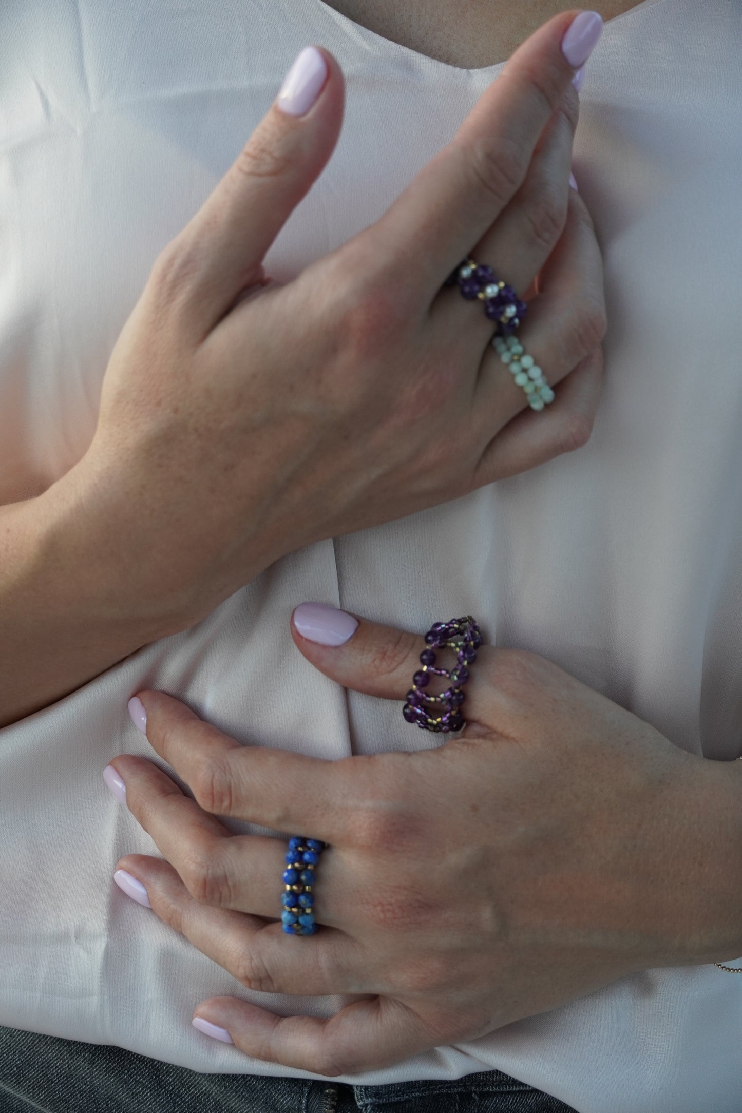 Double-decker Amethyst Ring