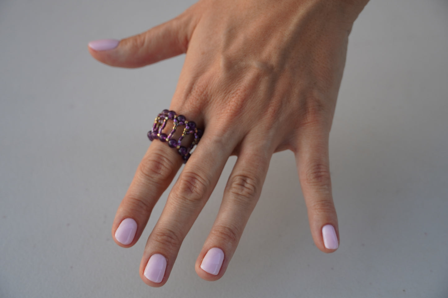 Double-decker Amethyst Ring