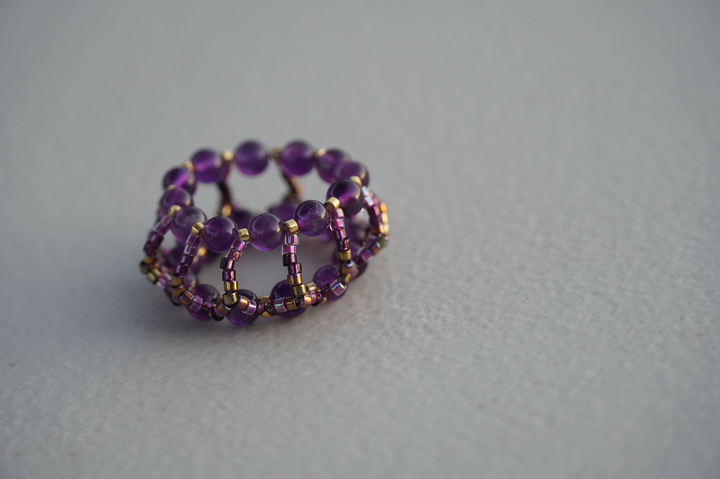 Double-decker Amethyst Ring