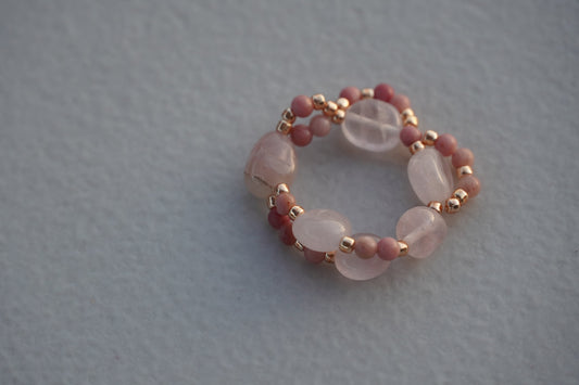Rose Quartz and Rhodonite Ring