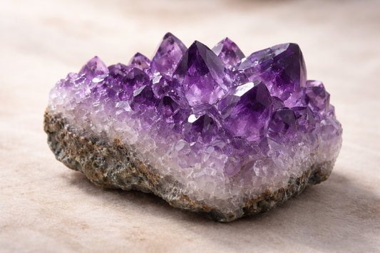 amethyst cluster on light background