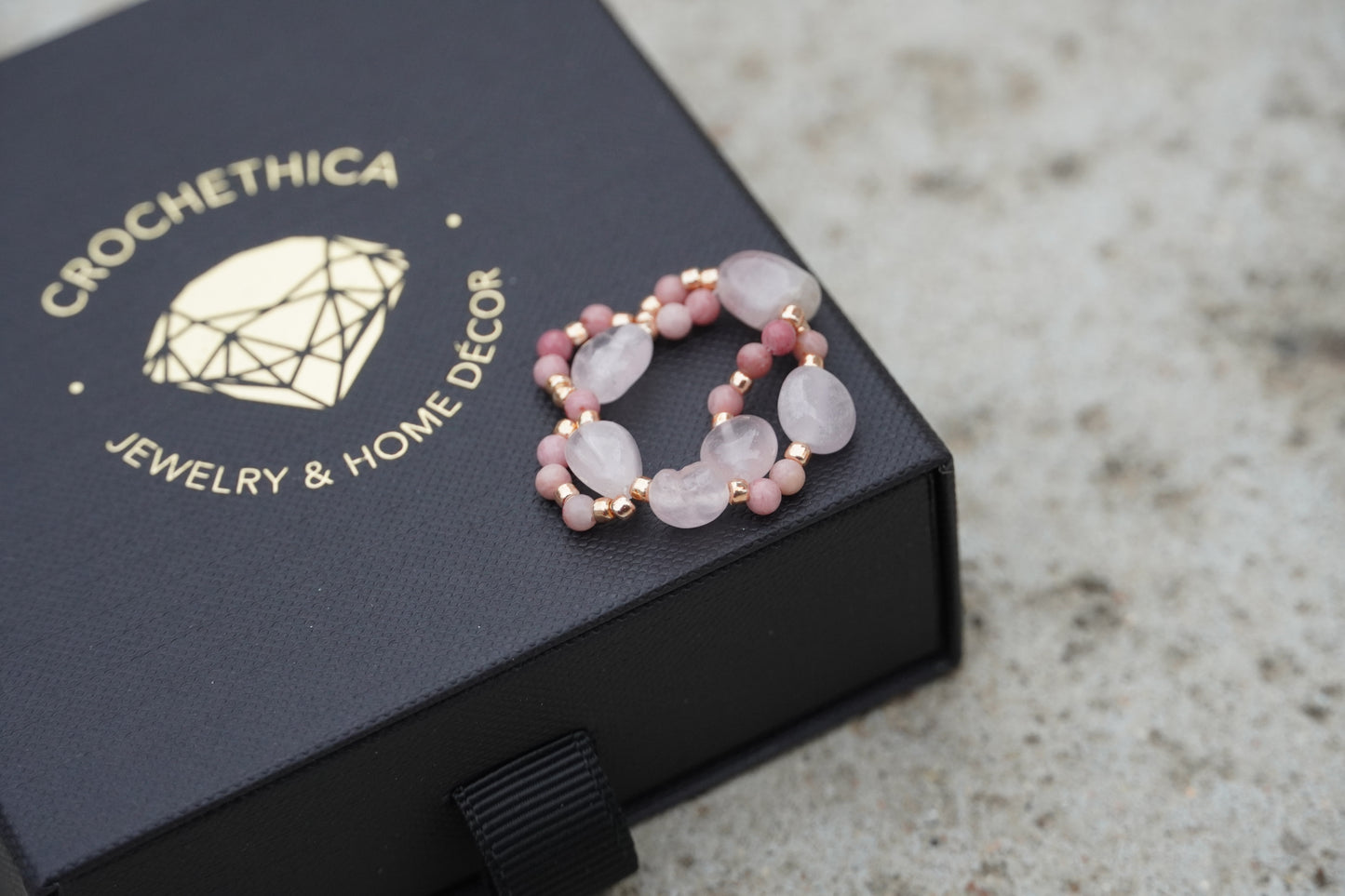 Rose Quartz and Rhodonite Ring