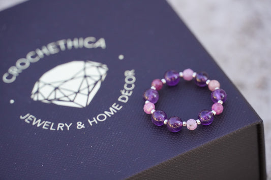 Amethyst and tourmaline ring