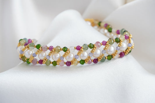 Gemstone Salad Pearl Bracelet