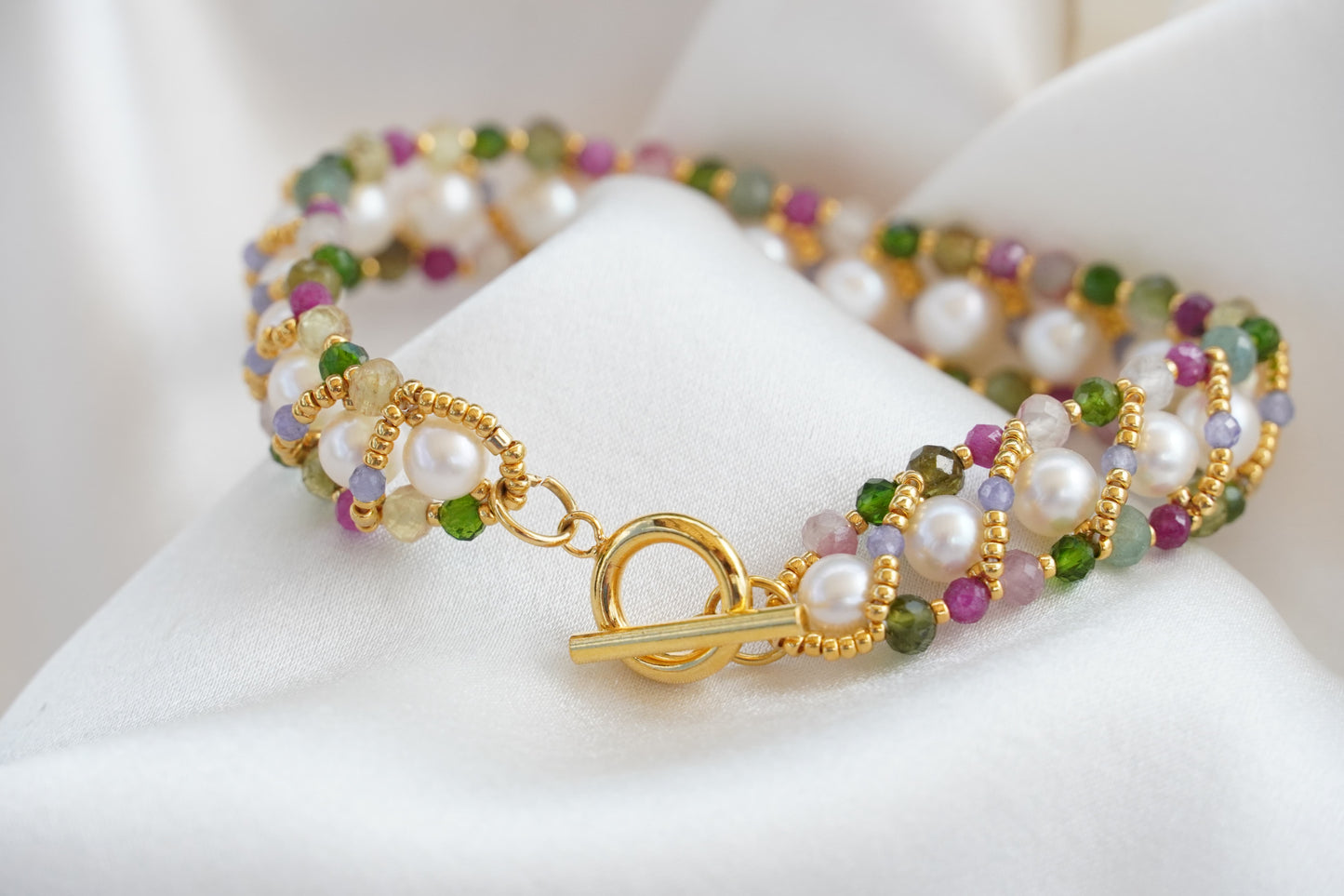 Gemstone Salad Pearl Bracelet