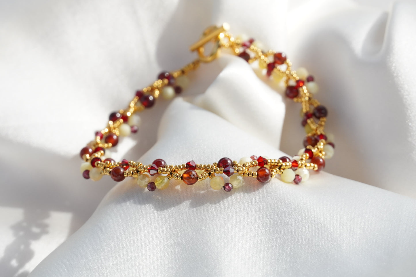 Garnet and Yellow Opal Bracelet